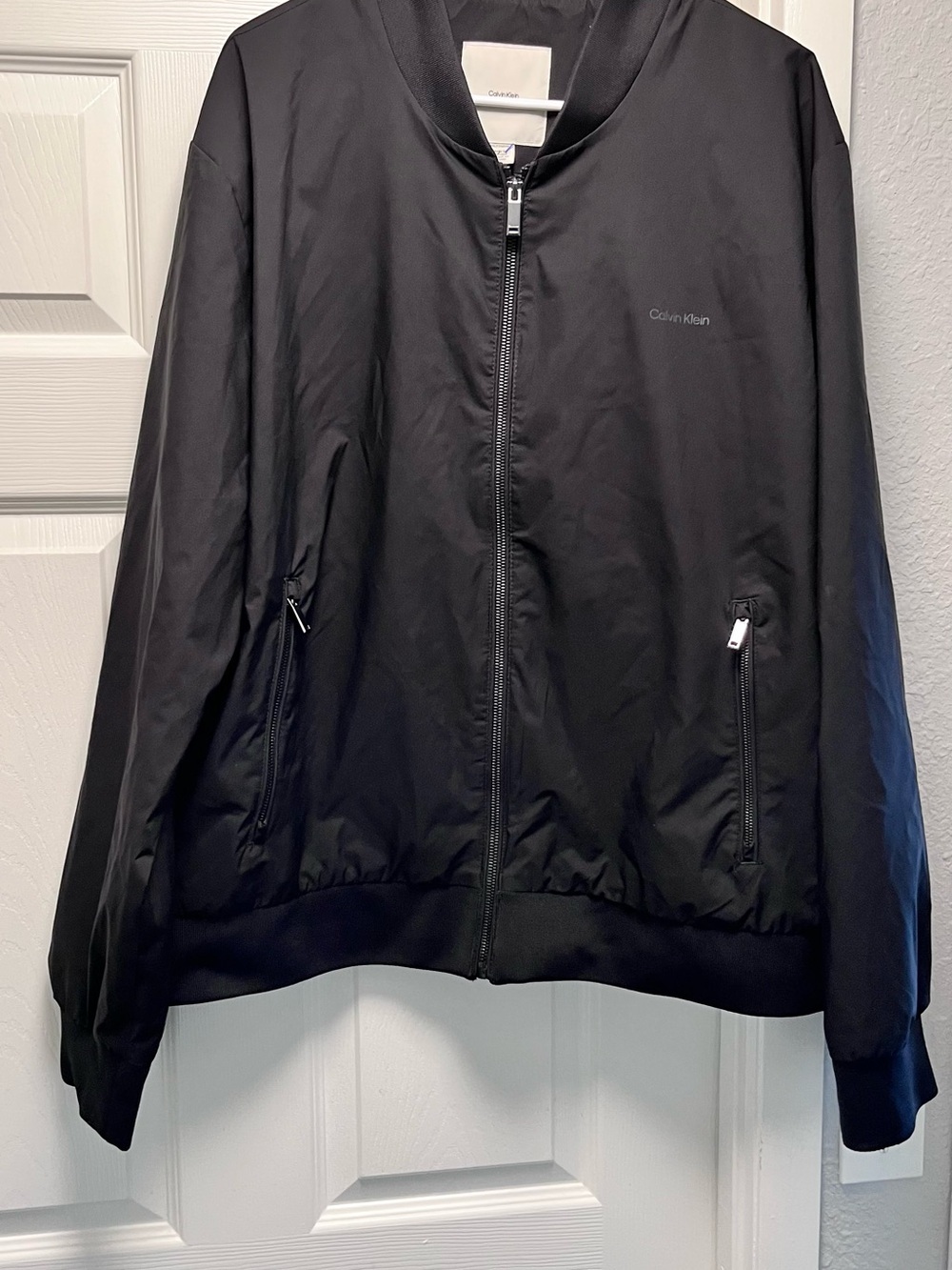 Calvin Klein Black Bomber Jacket with Zip Pockets mens size xxl fits 42-44